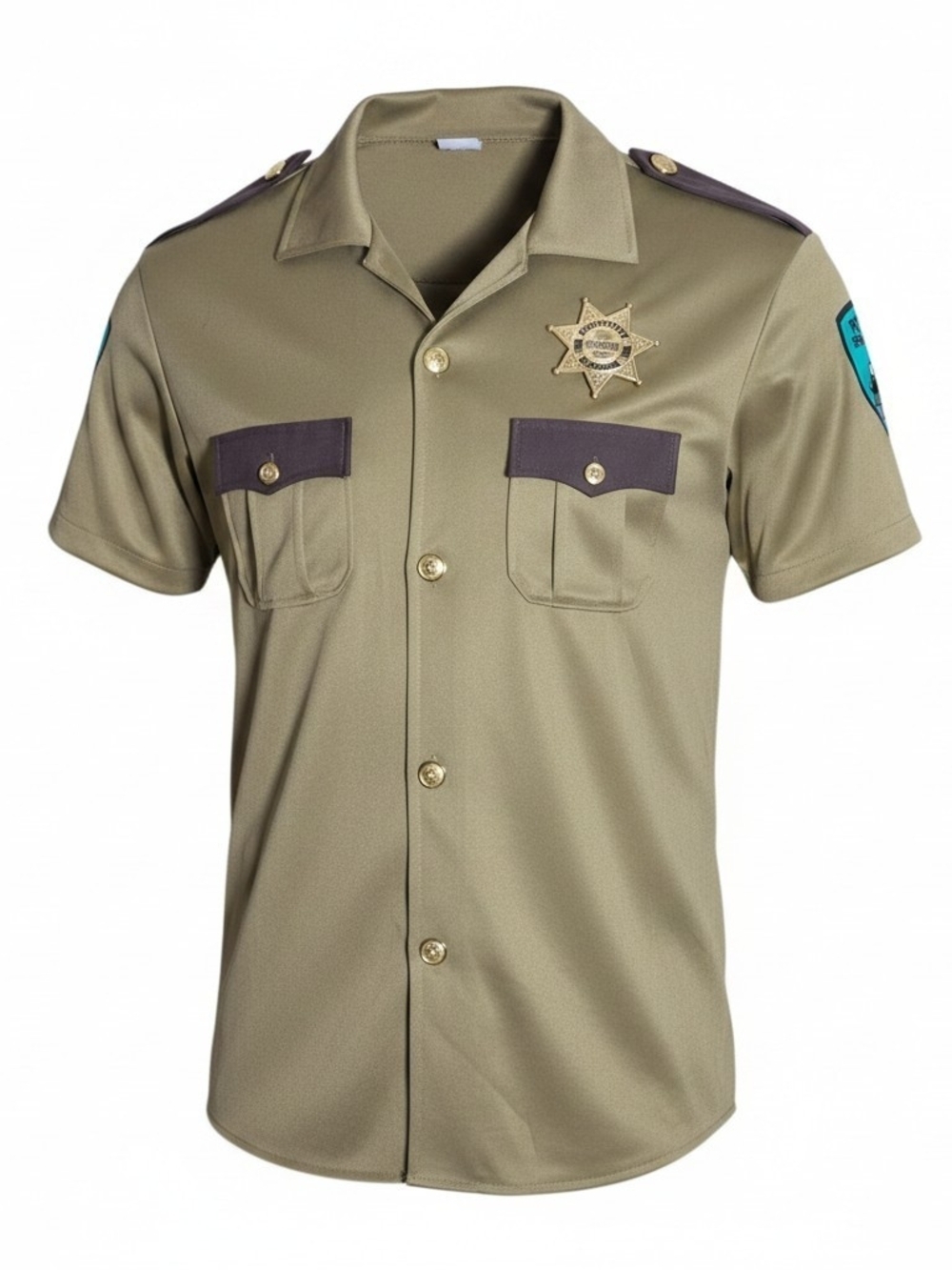 Spirit Halloween Reno 911 Lt Dangle Costume Set Short Shorts Shirt Badge Size L - Picture 1 of 11